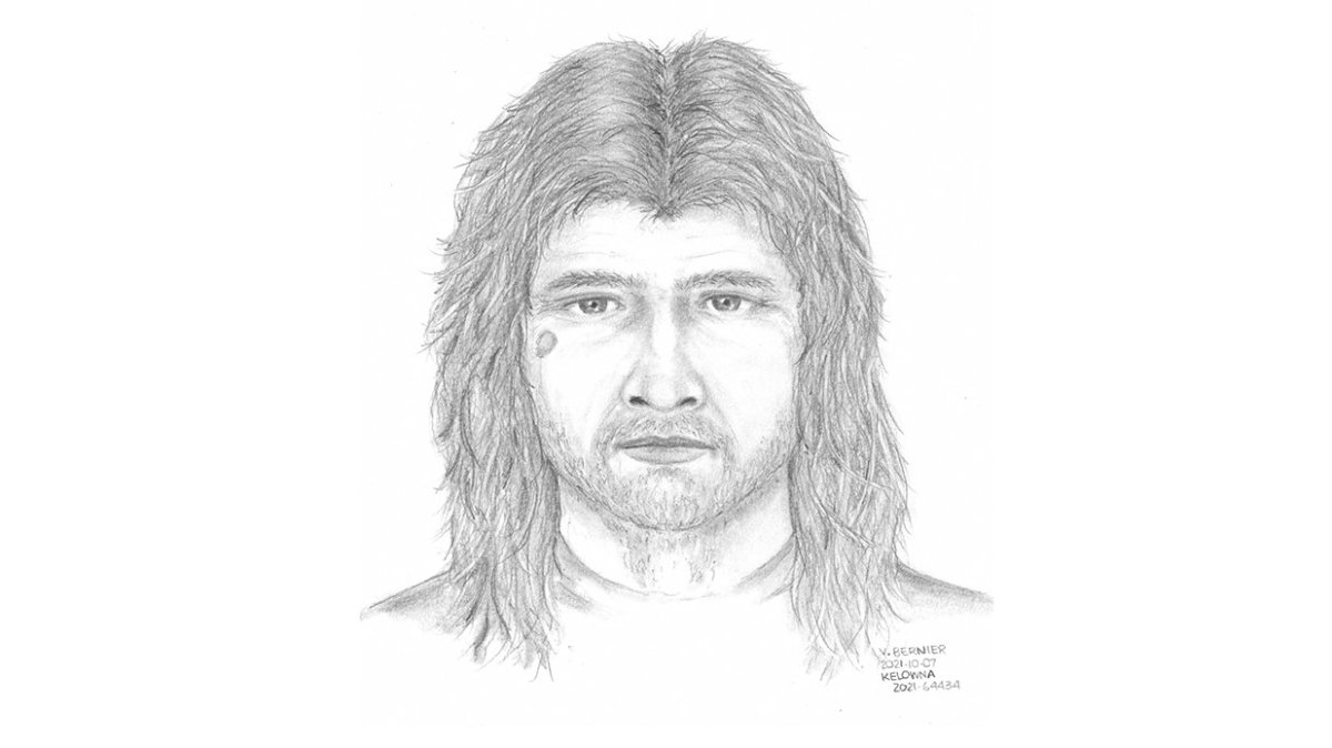 A composite sketch from Kelowna RCMP of a suspect in a sexual assault incident that occurred in Millbridge Park on the morning of Sept. 29.
