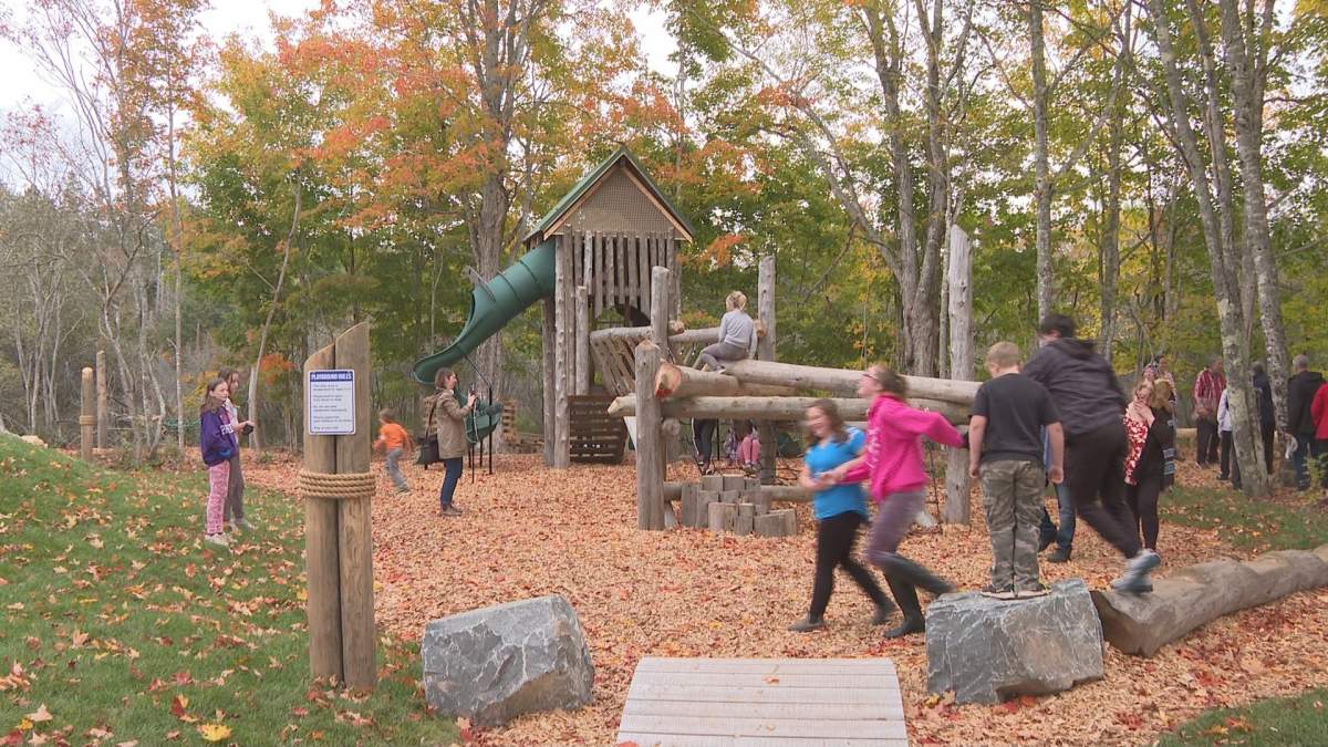 Kids were quick to try out the new playground, which sits near the Portapique Community Hall. A facelift and expansion of the hall is expected to be completed by next summer.