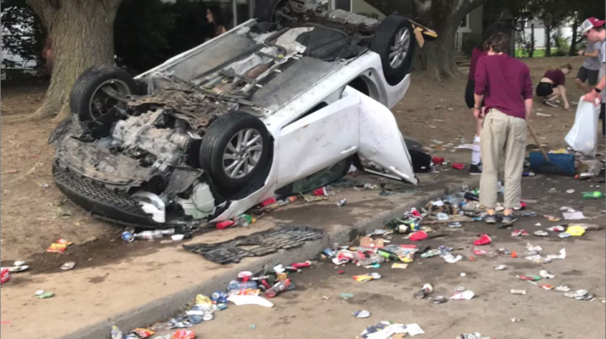 Investigators say they are looking to speak to a man in connection with the flipping of a white Mazda during Saturday’s unsanctioned event in Westdale.