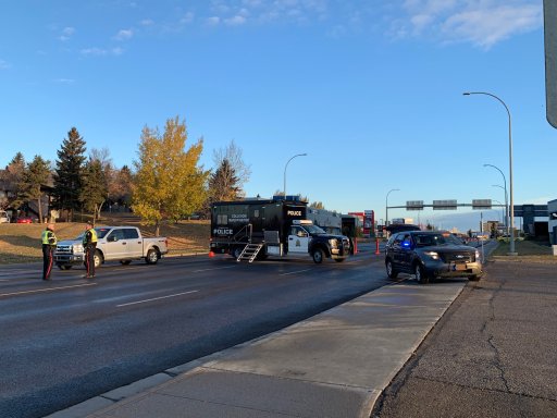 Edmonton police investigating a serious collision on Calgary Trail at the Whitemud Drive overpass on Monday, Oct. 11, 2021.