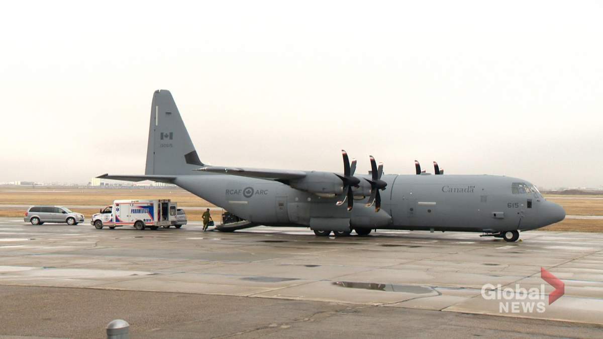 The first aeromedical evacuation flight arrived in Saskatoon on Monday evening and departed for Kingston, Ont. on Tuesday with one patient.
