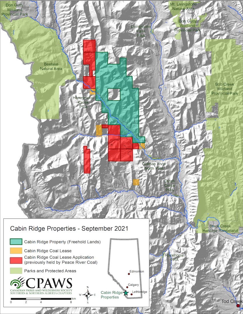 Map of coal projects and leases for Cabin Ridge Project Limited.