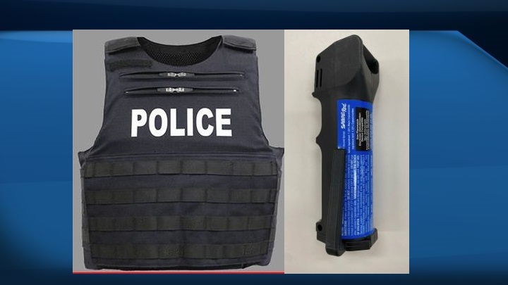 The Edmonton Police Service issued a plea for tips from the public on Friday night as it investigates the theft of body armour and pepper spray from an RCMP vehicle while it was parked in the city this week.
