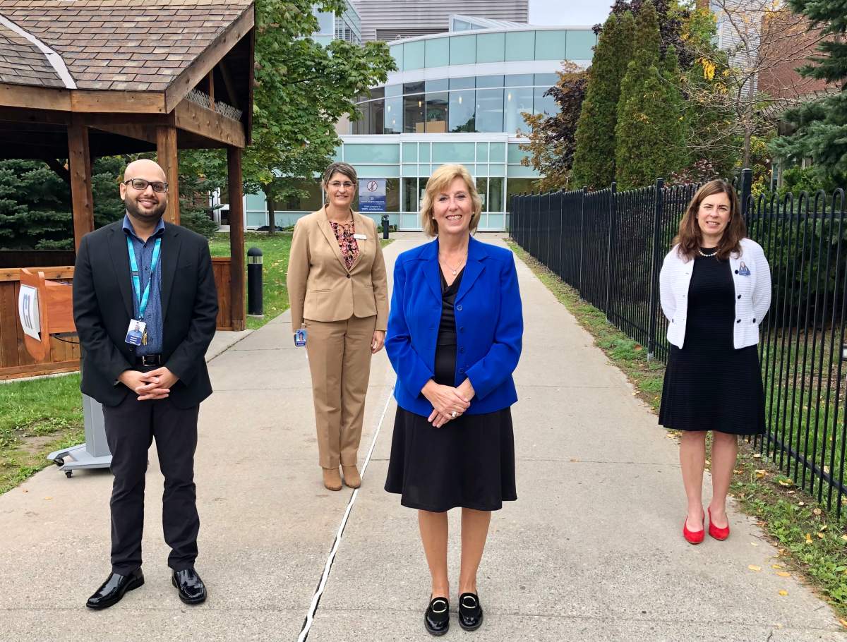 Haliburton-Kawartha Lakes-Brock MPP Laurie Scott (front) announced an additional $1.7M for Ross Memorial Hospital in Lindsay.