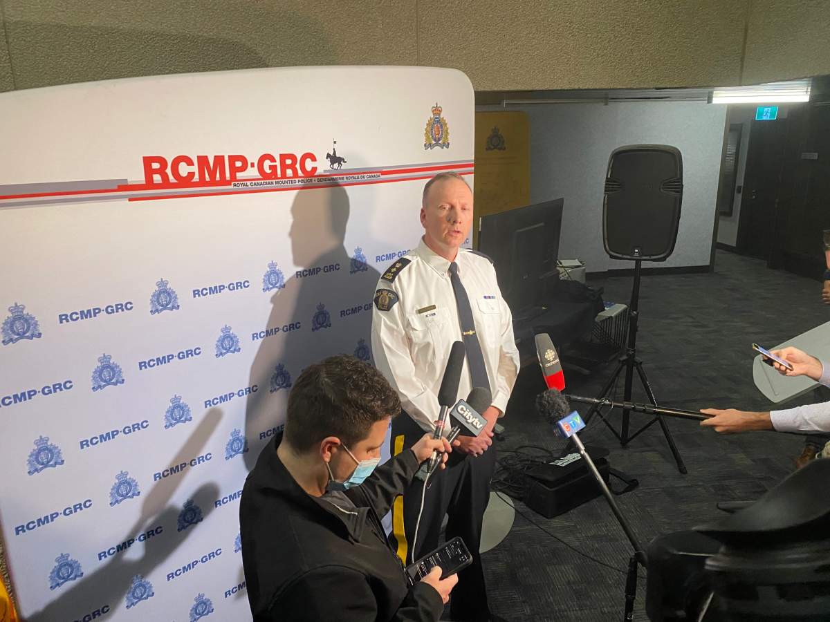 RCMP Supt. Rob Lasson speaks to media Wednesday.