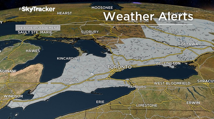 The special weather statement for southern Ontario was issued Thursday afternoon.