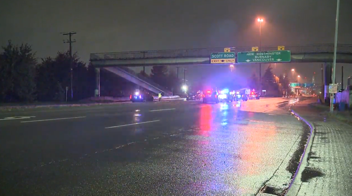 An overnight crash in Surrey claimed the life of a pedestrian on Friday. 