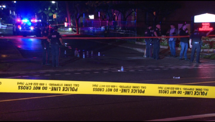 The scene of the shooting in the area of Thorncliffe Park Drive and Overlea Boulevard.