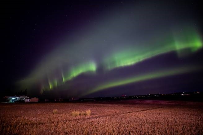 The northern lights in Sage Hill, northwest Calgary
