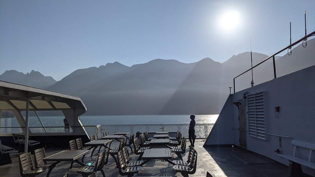 A passenger is seen on a BC Ferry vessel leaving Horseshoe Bay in this undated file photo. 