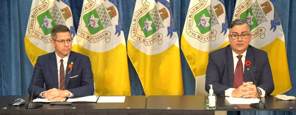 Brian Bowman and Michael Jack address media Friday.