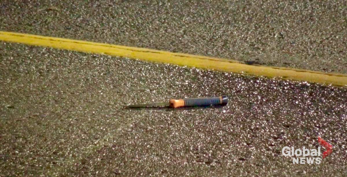 A knife found at the scene of the collision.