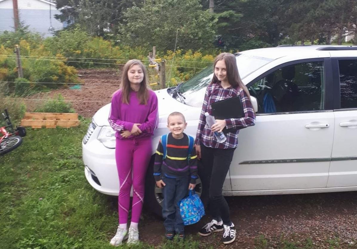 Allana, 14, Joshua, seven, and Emily, 17, were forced to jump out of an upstairs window with their mother when their home in Debert, N.S. caught fire last week. 