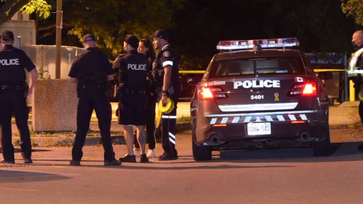 Police investigating a stabbing in the area of Don Mills Road and St. Dennis Drive.