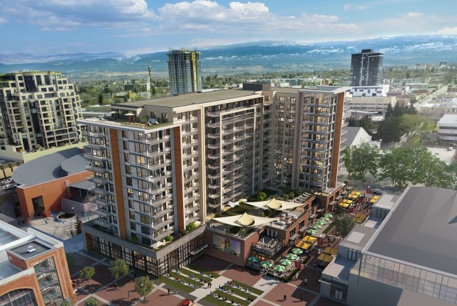 Council considered a rezoning request for a 13-storey mixed-use development at the site of the former RCMP building on Doyle Avenue during their Monday meeting .