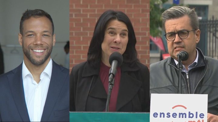 Montreal mayoral candidates from left to right, Balarama Holness, Valérie Plante and Denis Coderre. 