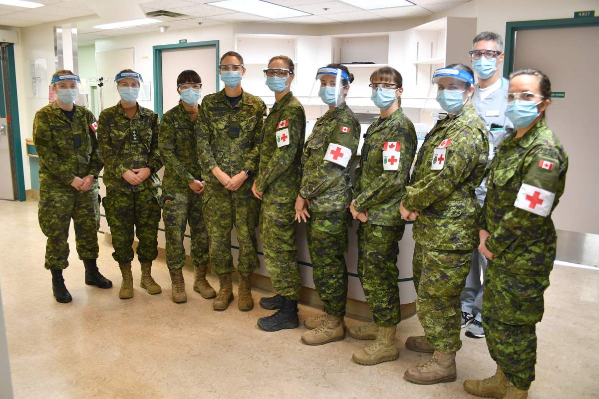 Nursing officers with the Canadian Armed Forces go through orientation at Edmonton’s Royal Alexandra Hospital Wednesday, Oct. 6, 2021.