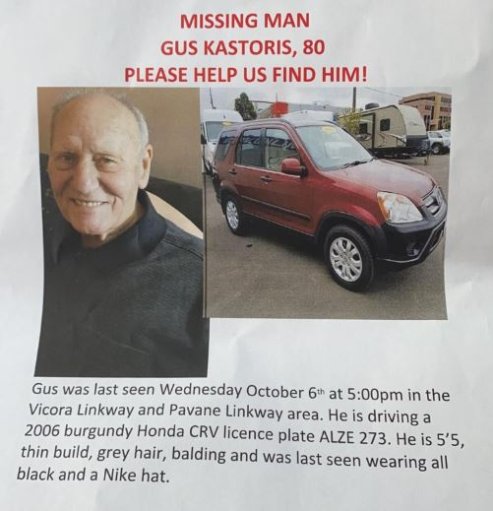 Gus Kastoris was last seen driving in East York on Wednesday evening.
