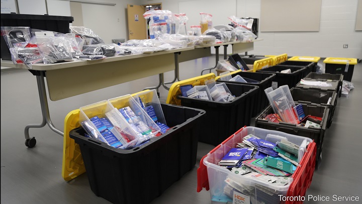 The suspects, who are between the ages of 25 and 46, collectively face nearly 100 charges, including identity theft, fraud and conspiracy to commit an indictable offence.