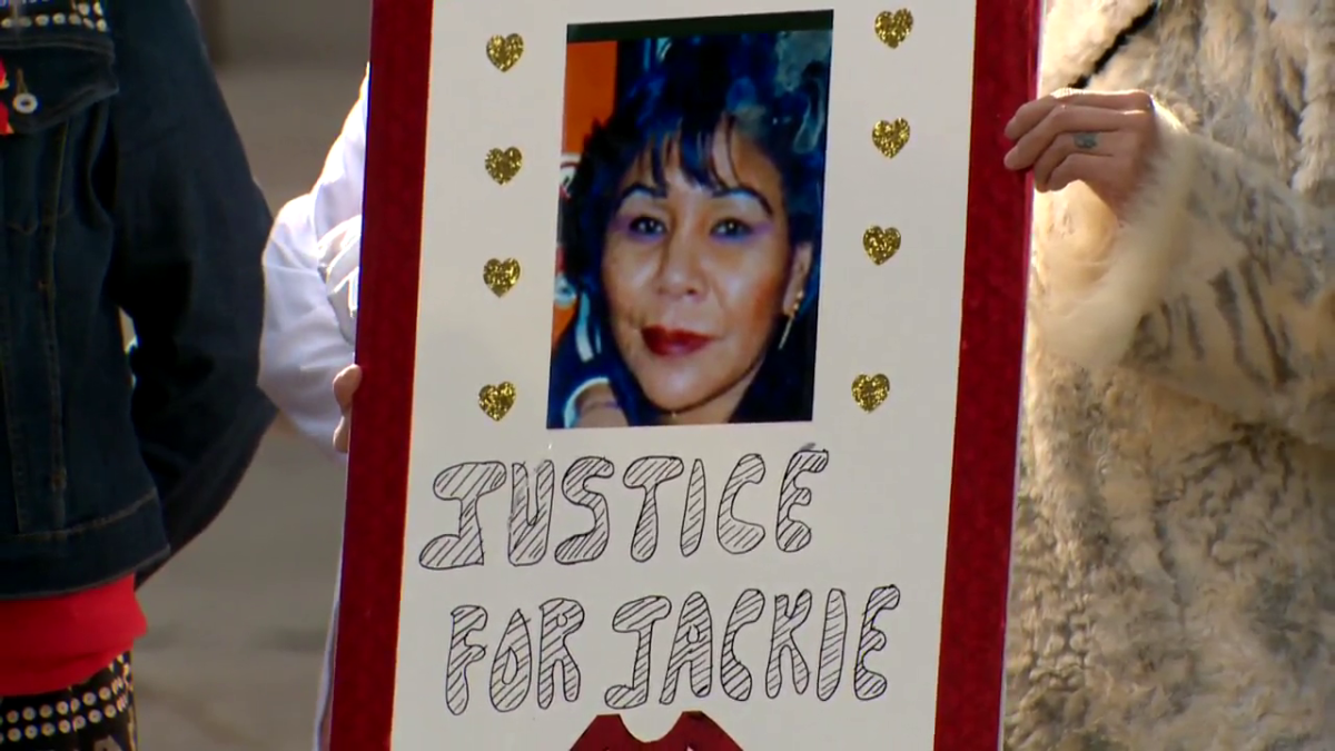 People walked to honour Jackie Crazy Bull, an Indigenous woman who died 14 years ago in Calgary.