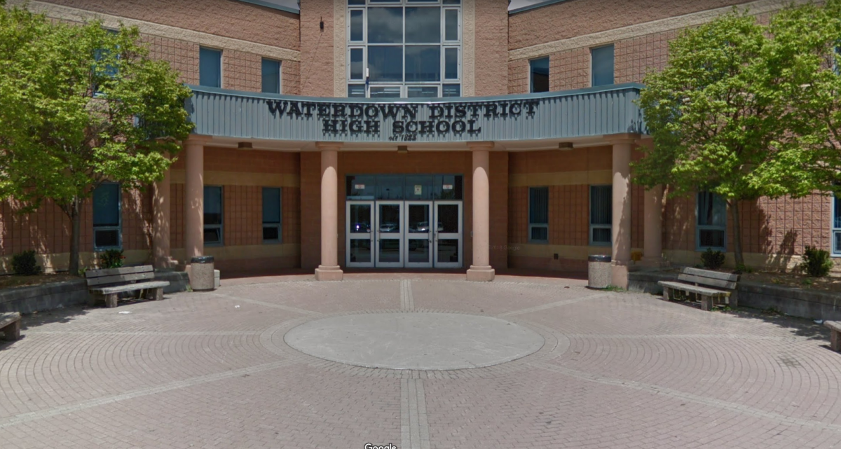 Students have demonstrated out front of Waterdown District High since a morning announcement on Oct. 7, 2021 cited school dress code policy.