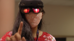MDA engineer Jessa Marie Zabala uses holographic lenses at work