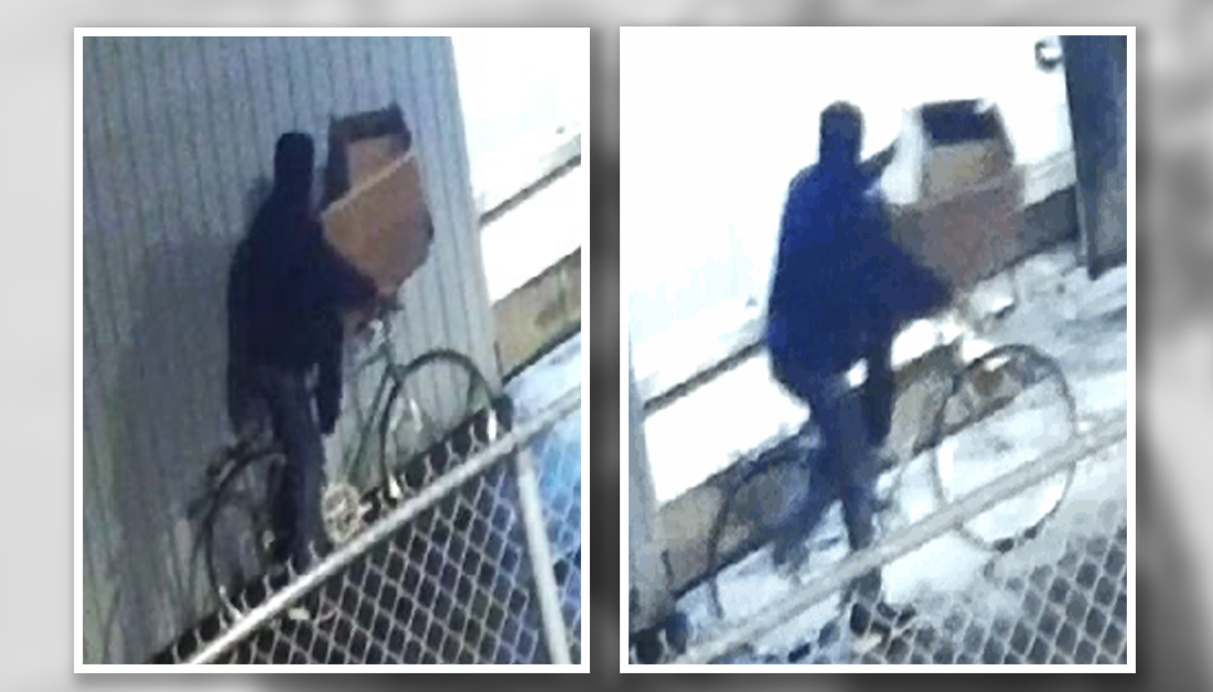 Police say the suspect made off with the merchandise on a bicycle. 