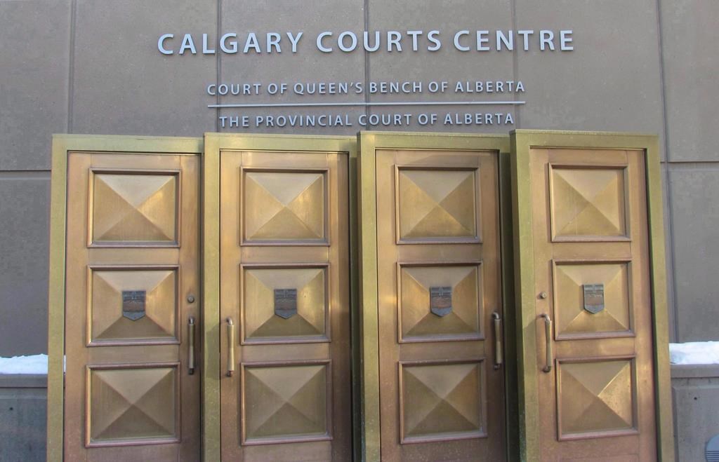 The sign at the Calgary Courts Centre in Calgary, is shown on Jan. 5, 2018.