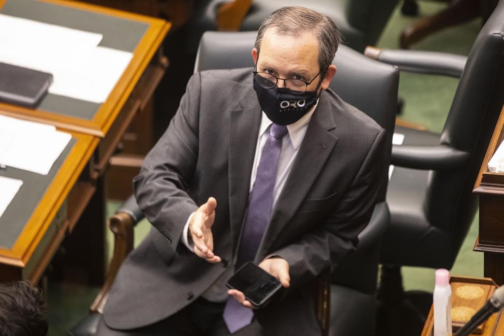 Doug Downey sits in the the Queen's Park Legislature in Toronto on Monday, June 14, 2021. 