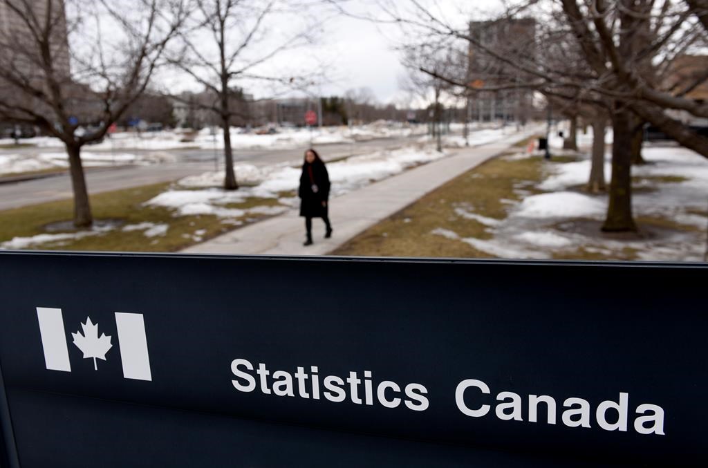 A sign outside a building at Statistics Canada in seen in Ottawa on Friday, March 12, 2021. 