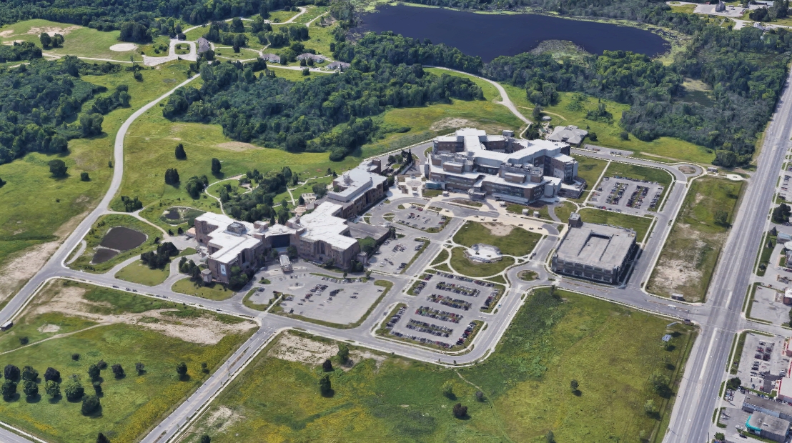 Parkwood Institute in London, Ont., as seen in a 3D rendering on Google Maps.