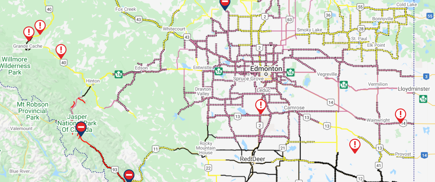 Dangerous Driving Conditions Persist On Many Alberta Highways RCMP   511 N 16 230 