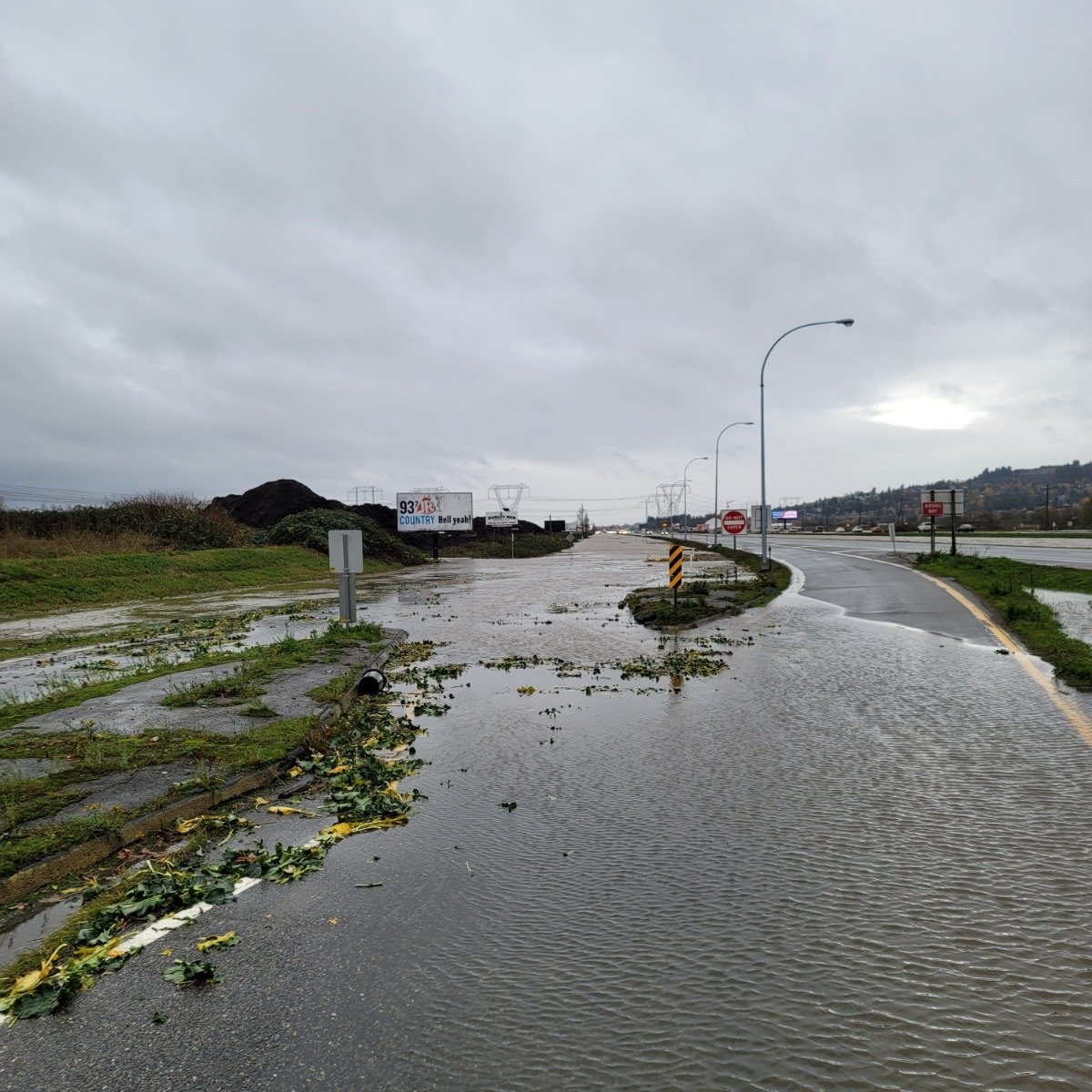 The Cole Road exit to Highway in Abbotsford is underwater.