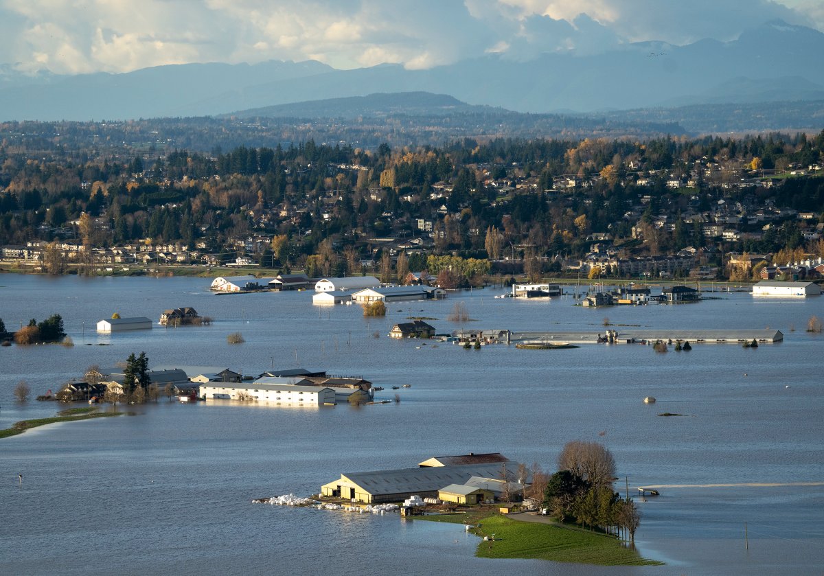 Aerial photos show flooding in Abbotsford, B.C.