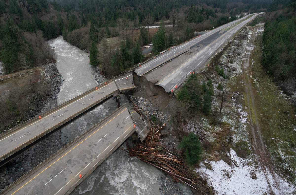Damage from the BC floods is shown in this aerial footage.