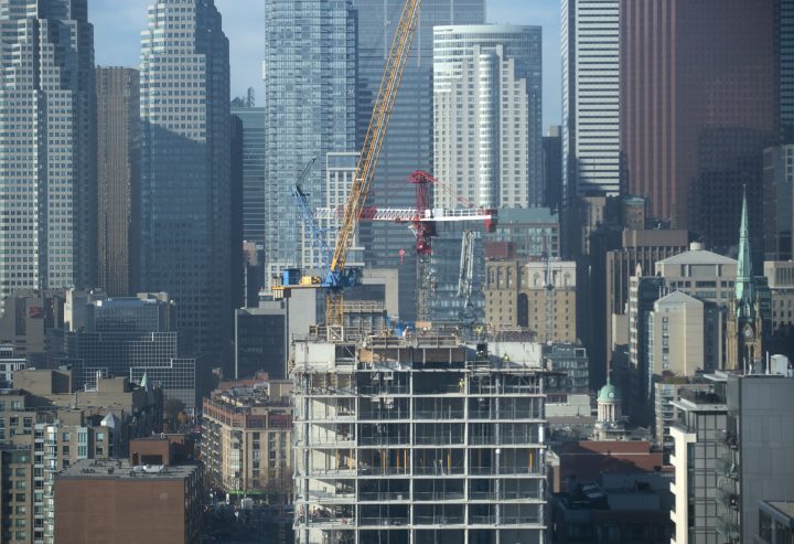 A condominium being built on Front St. East near Sherbourne St., is photographed on Nov 9 2020.