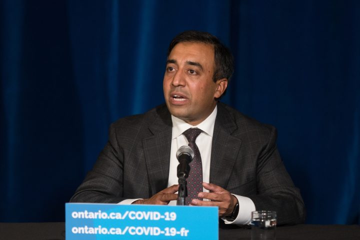 Kaleed Rasheed, Ontario's Associate Minister of Digital Government, responds to a question during a press conference announcing the enhanced COVID-19 vaccine certificate system, at Queen's Park in Toronto on Wednesday, September 1, 2021. 