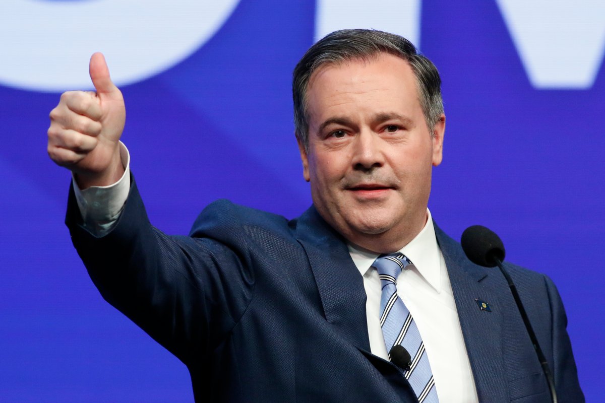 Alberta Premier Jason Kenney gives a thumbs up after his speech at the United Conservative Party annual meeting in Calgary, Alta., Saturday, Nov. 20, 2021.