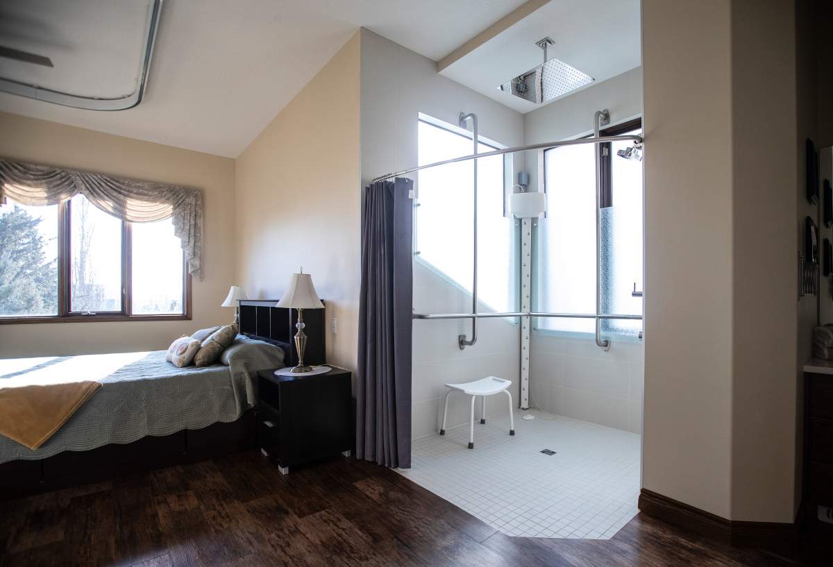 A bathroom made for people with disabilities in the master suite of what is considered the gold standard of homes for people with disabilities, in St. Albert, Alta., on Thursday November 4, 2021.