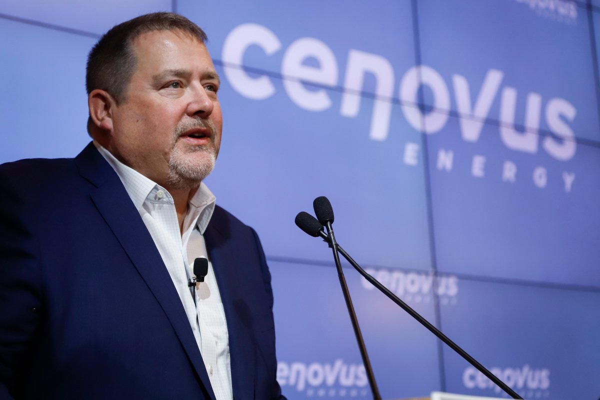 Cenovus CEO Alex Pourbaix announces a multi-year initiative focused on Indigenous communities near the company's oil sands operations in northern Alberta, at a news conference in Calgary, Alta., Thursday, Jan. 30, 2020. 
