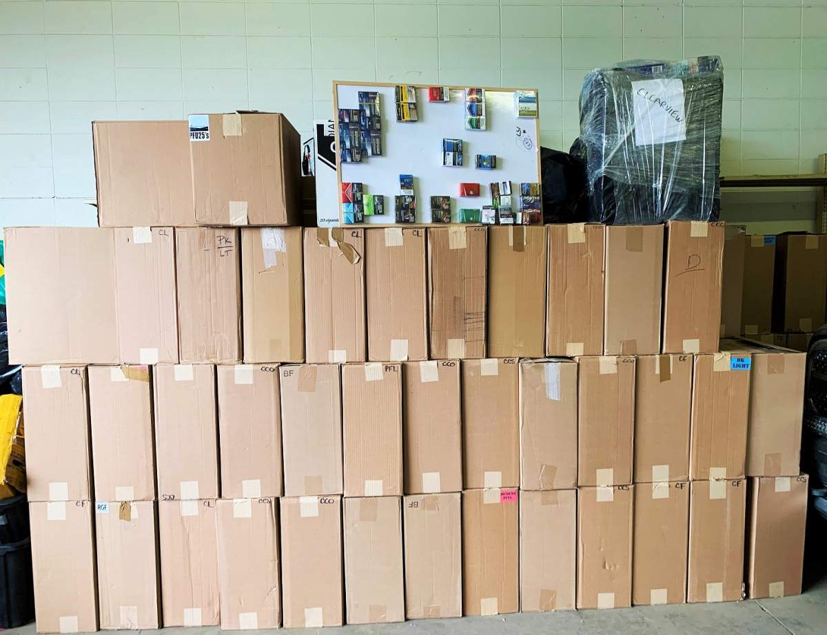 FILE. Dozens of boxes seized said to contain illegal cigarettes and tobacco products.  