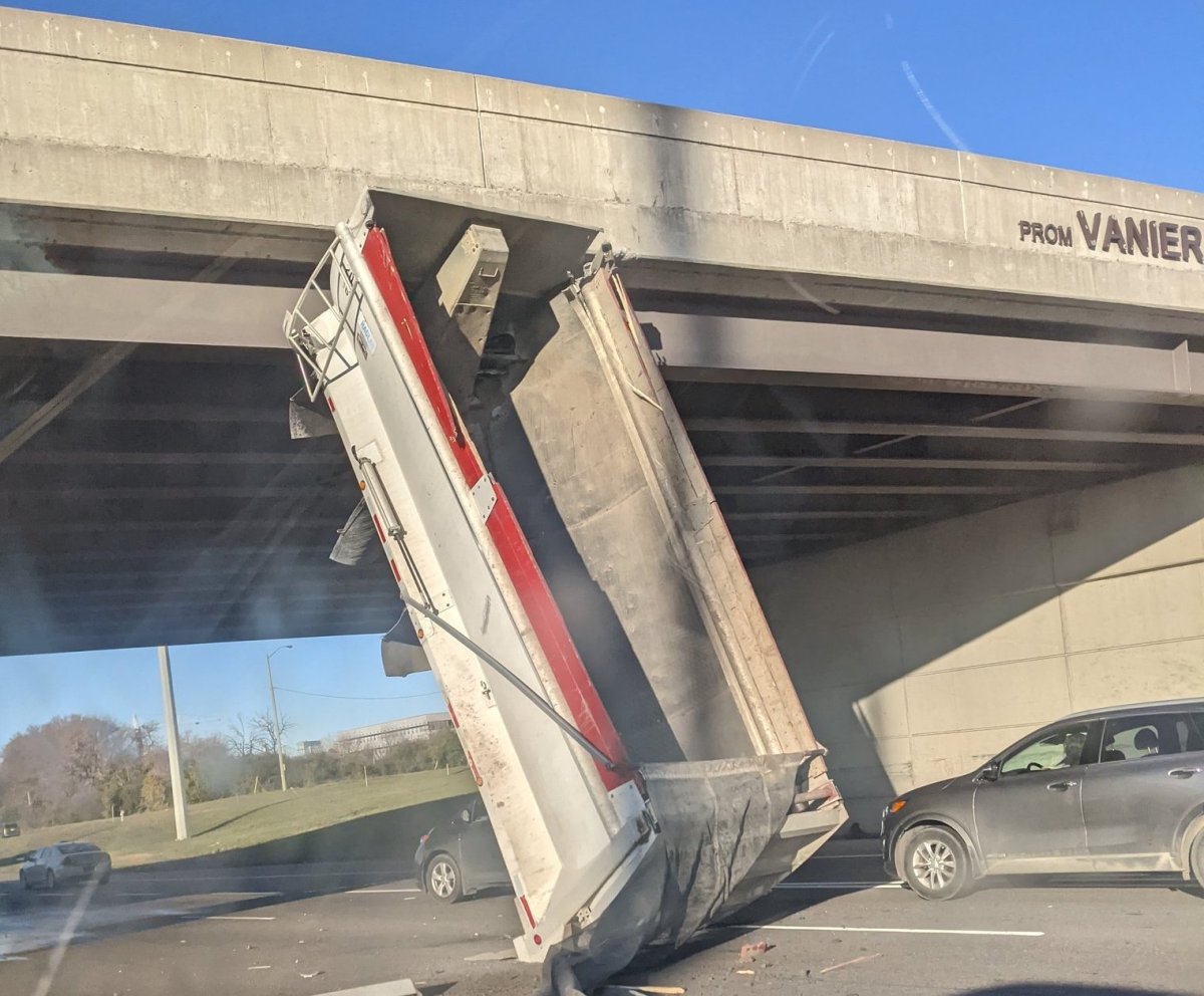dump truck collision on Vanier Parkway overpass