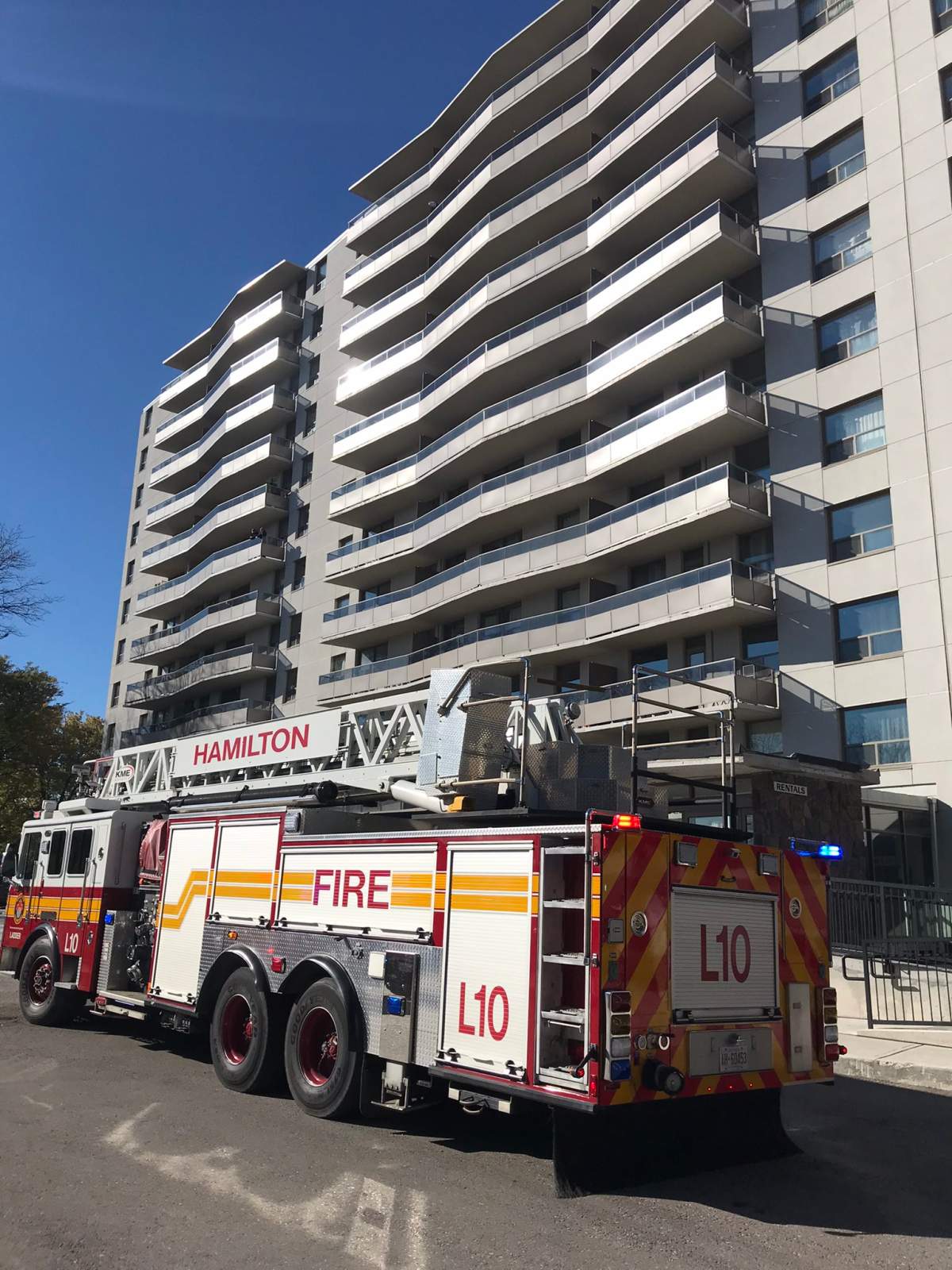 Hamilton Fire crews respond to blaze at west end highrise.