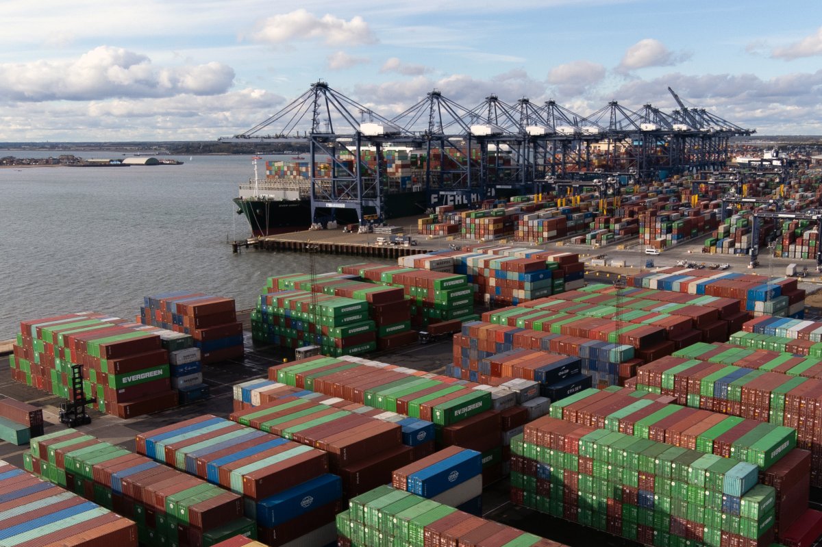 Thousands of shipping containers at the Port of Felixstowe in Suffolk on Oct. 30.