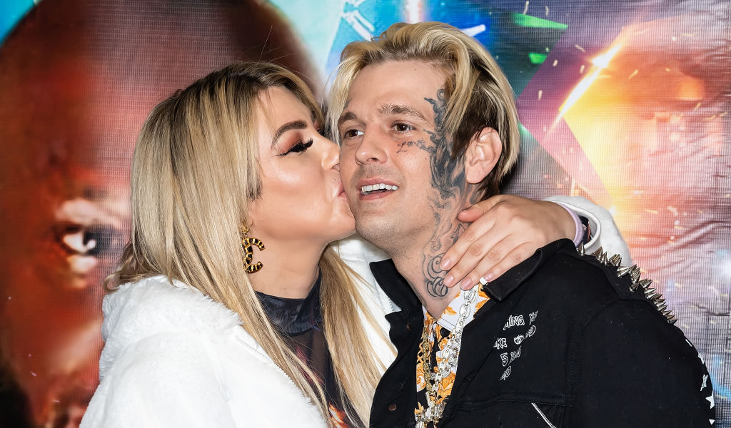 Aaron Carter (R) and his ex-fiancée Melanie Martin