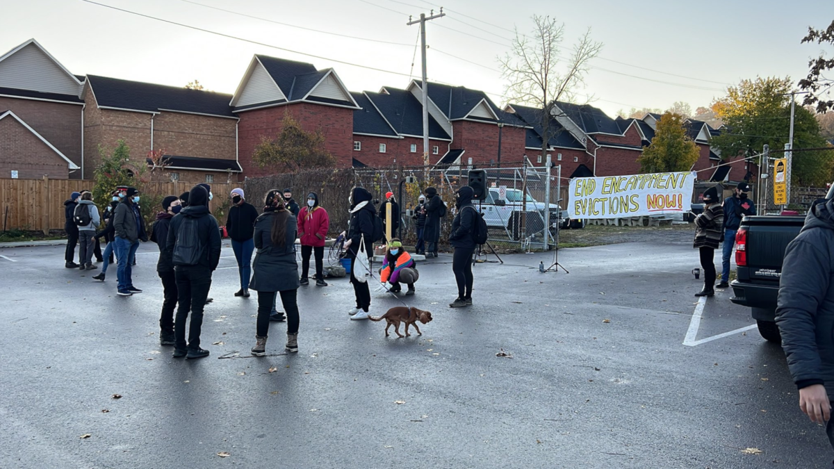 Members of the Hamilton Encampment Support Network held a solidarity picket Nov. 12 outside one of the city's public works yards.
