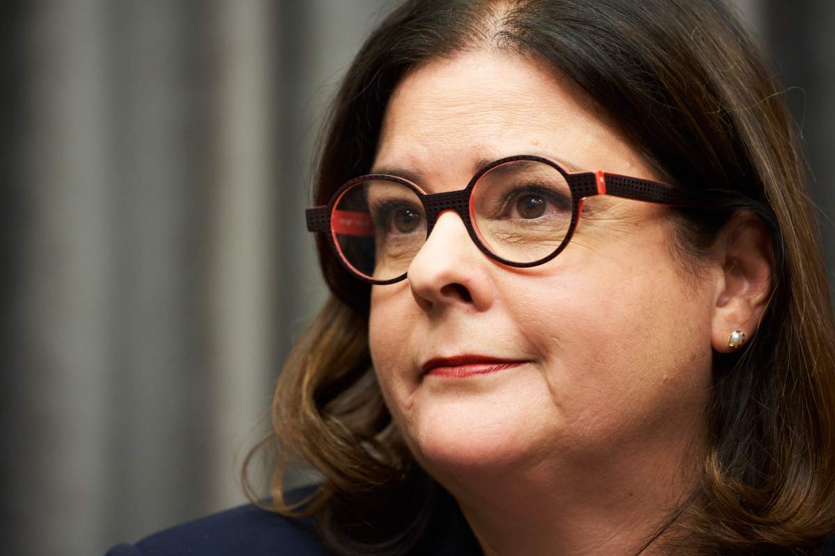 Heather Stefanson speaks to the media after being sworn in as Manitoba's 24th premier at the Manitoba Legislative Building in Winnipeg on Tuesday, November 2, 2021. .