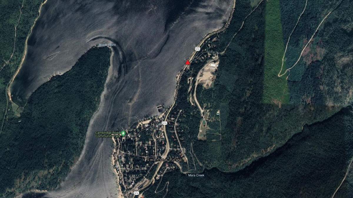 DriveBC is reporting that the incident is located three kilometres south of Sicamous, between Mara Lake Rest Area and Mara Heights Road.