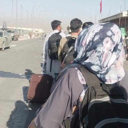 Fatimah’s family at Kabul airport, Aug. 25, 2021.