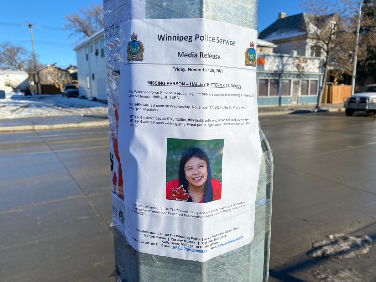 The Winnipeg Police Service and Bear Clan are asking for the public’s help in locating missing 22-year-old Hailey Bittern.